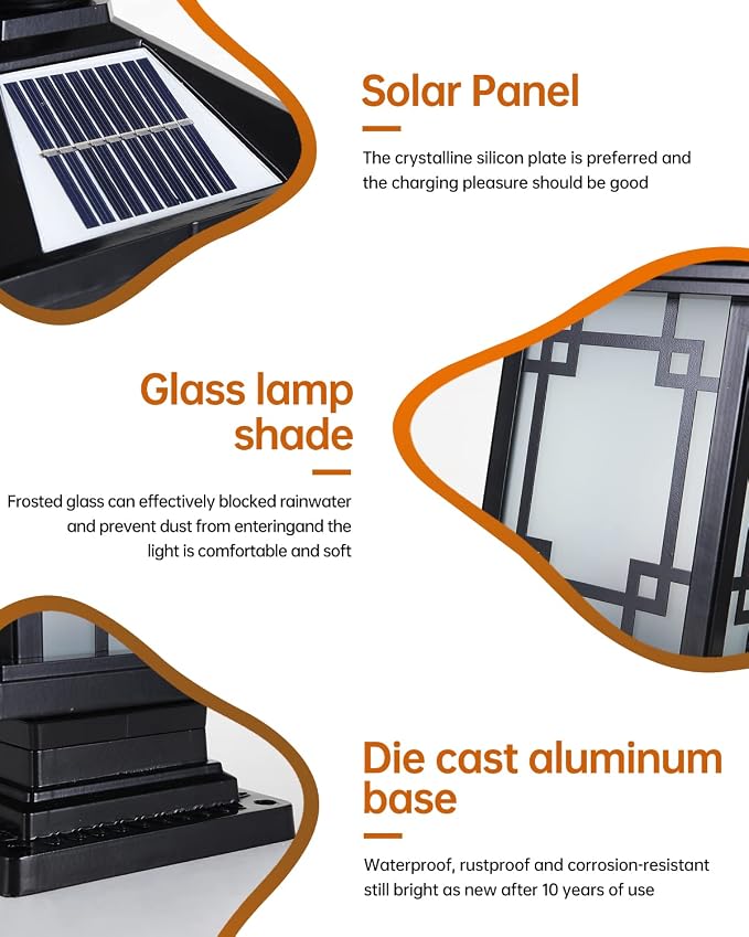 LED Solar Post Light Outdoor, Aluminum Fence Post Cap Lamp Remote Control - Image 2
