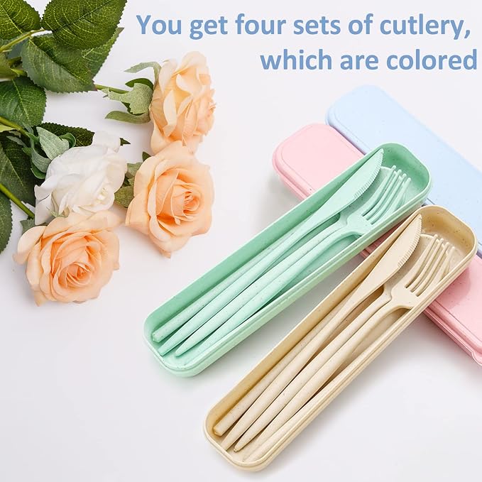 4 Sets Reusable Travel Utensils Set - Image 2