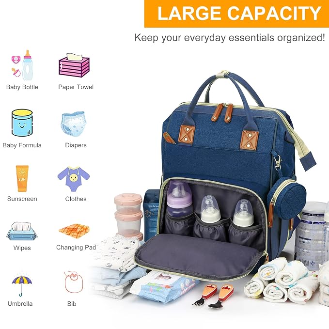 Diaper Bag, Backpack with Changing Station, Waterproof Baby Bag - Image 2