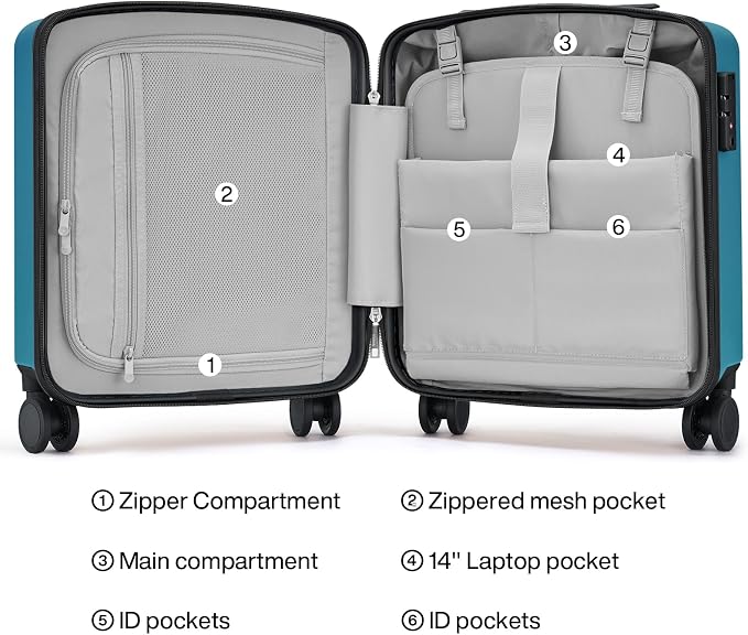 Hanke 16 Inch Underseat Carry On Luggage, Airline-Approved Hard Shell Small - Image 6