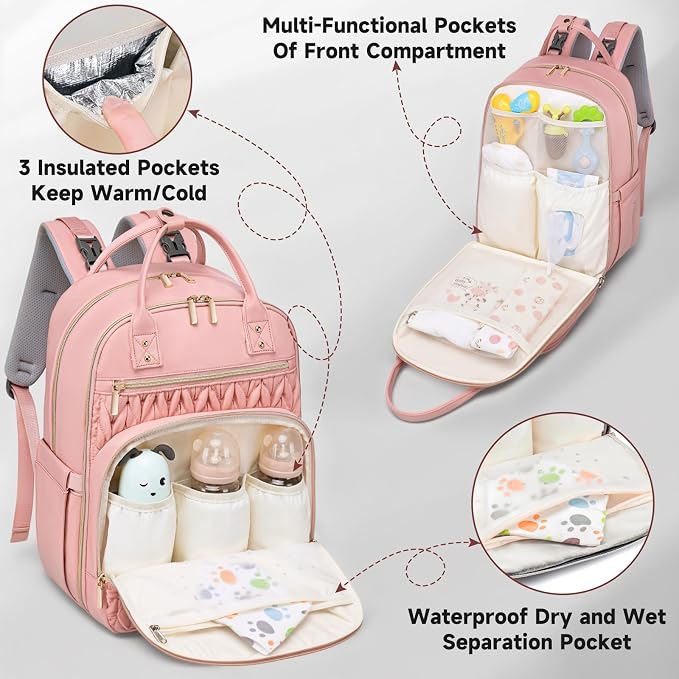 Diaper Bag Backpack, Stylish Baby Diaper Bag, Waterproof Travel Diaper - Image 3