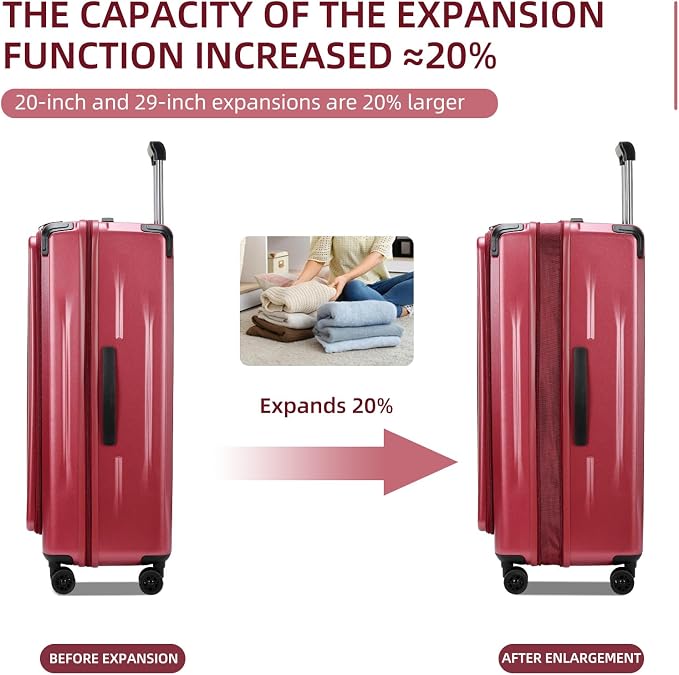 Premium Carry On Luggage, 20Inch&29 Inch Top Opening Airline Approved ABS+PC - Image 4