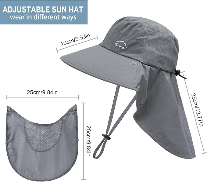 Sun Hat for Men Women with Neck Flap, UPF 50+ UV Protective Hiking Fishing Hats - Image 5