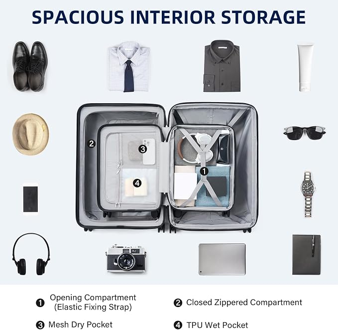 Hard Shell Suitcases Expandable Travel Luggage Sets 2 Piece, Carry on and Check - Image 7