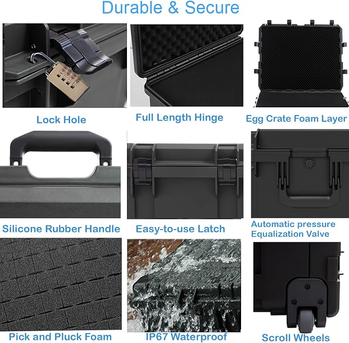 Waterproof Hard Case, 38.5x 29.5 x 11 Inch Rolling Hard Case, Equipment Roller - Image 5