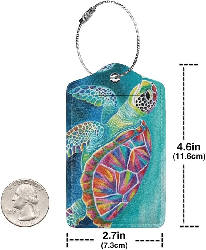 Sea Turtle Leather Luggage Tag - Image 4