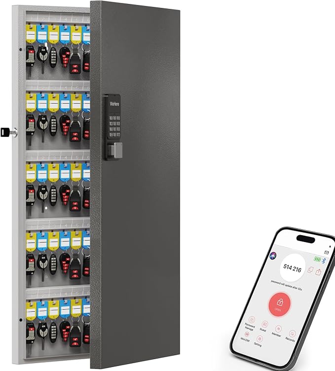 WeHere 120 Key Lock Box Wall Mount, APP Bluetooth/OTP/Wi-Fi/Fixed Code/Key by WeHereSmartBoxLock