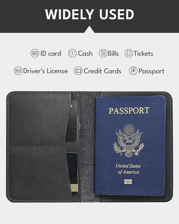 ALLIVE Passport Holder for Travel, Genuine Leather Passport Holder Women Men - Image 3
