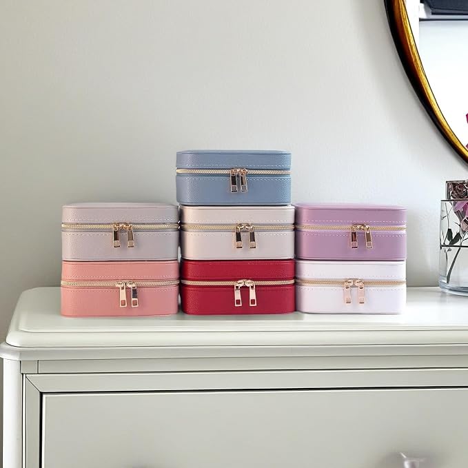 Small Jewelry Travel Case For Womens Small Rectangle PU Leather Jewelry Box - Image 9