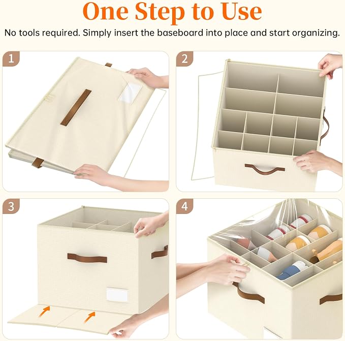 3 Pack Shoe Organizer for Closet, Foldable Shoe Storage Containers, Fits 24-48 - Image 7