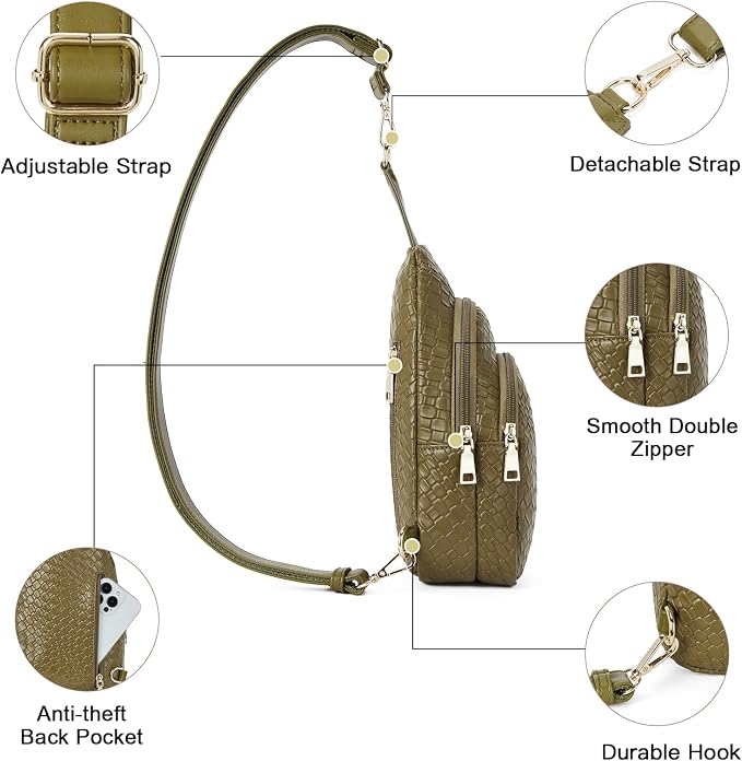 Telena Small Sling Bag for Women Leather Crossbody Fanny Packs Chest Bag for - Image 3