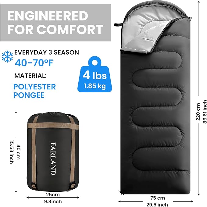 FARLAND Sleeping Bags 30℉ for Adults Teens Kids - Image 2
