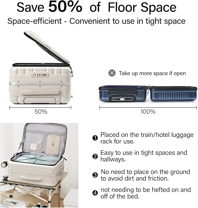 Hanke 24 Inch Checked Luggage PC Hard Case Luggage Top Opening Aluminum Frame - Image 3