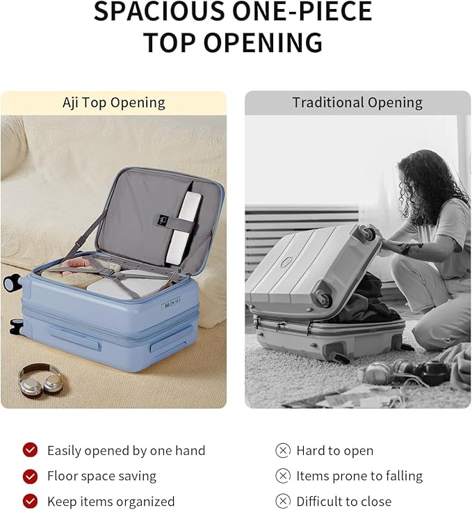 aji Expandable Top Opening Carry On Luggage Airline Approved, 20 Inch - Image 4