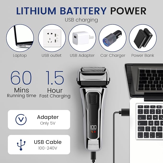 PRITECH Foil Shaver for Men, Electric Razor - Image 7