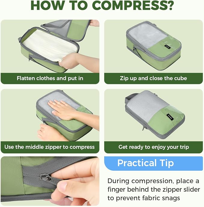 BAGAIL 6 Set/4 Set Lightweight Compression Packing Cubes - Image 5