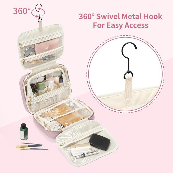 Travel Toiletry Makeup Bag for Women Hanging Toiletry Bag Cosmetic Organizer - Image 5