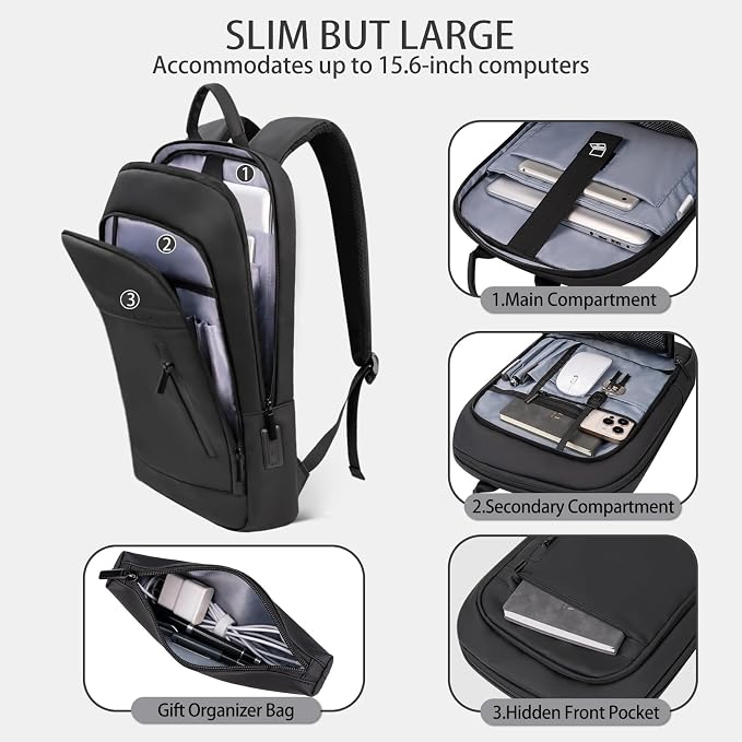 Business Backpack for Men Lightweight Commute Laptop Backpack Anti-Theft Water - Image 3