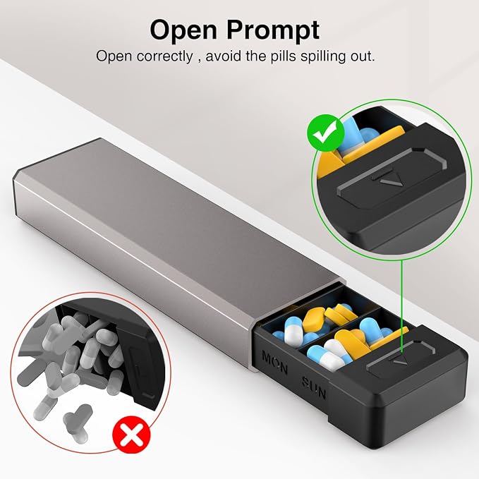 HEIYING Pill Organizer with Aluminum Shell - Image 4