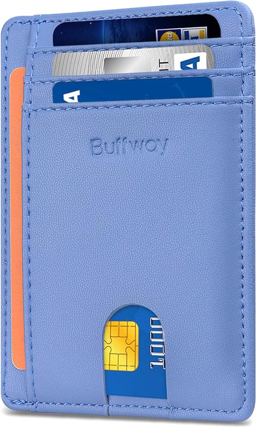 Buffway Slim Minimalist Front Pocket RFID Blocking Leather Wallets by Buffway