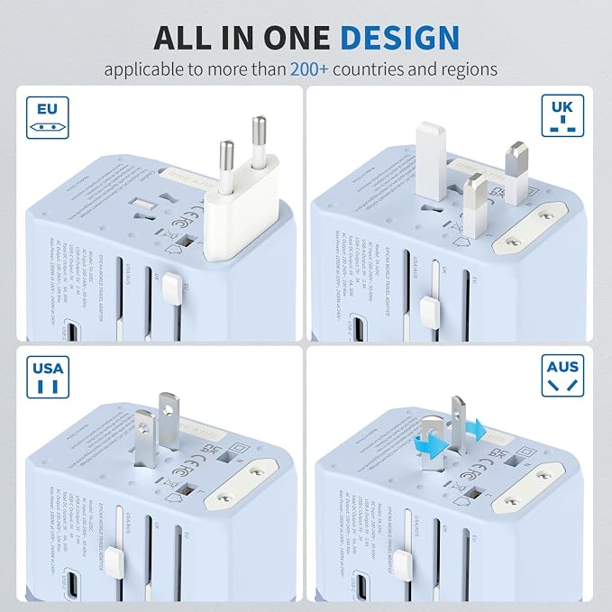 EPICKA Universal Travel Adapter, International Power Adapter - Image 3