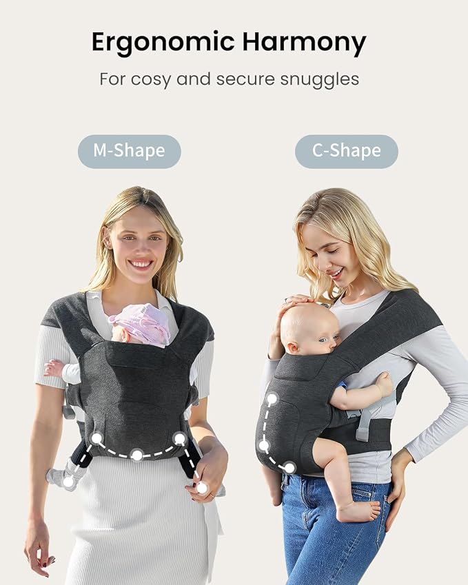 Newborn Carrier, Cozy Baby Carrier, Ergonomic Cross-Back Wrap, Hands-Free - Image 2
