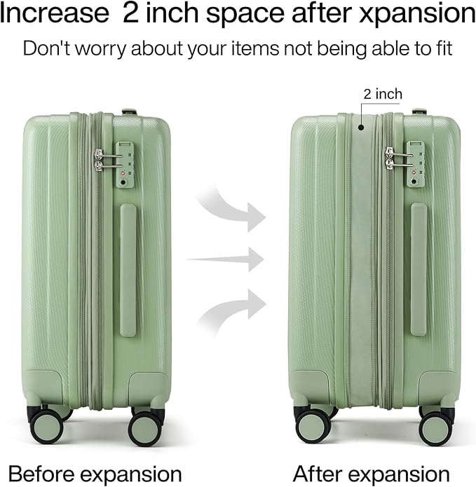 Hanke Expandable Hard Shell Luggage Sets 2 piece Carry on Luggage - Image 3