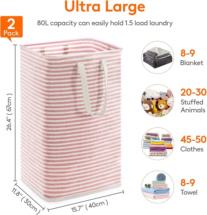 Lifewit 2 Pack Laundry Hamper Large Collapsible Laundry Baskets, Freestanding - Image 4