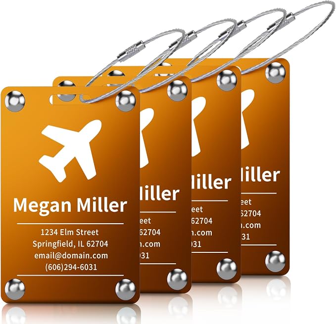 4 Pack Personalized Luggage Tags by Unknown