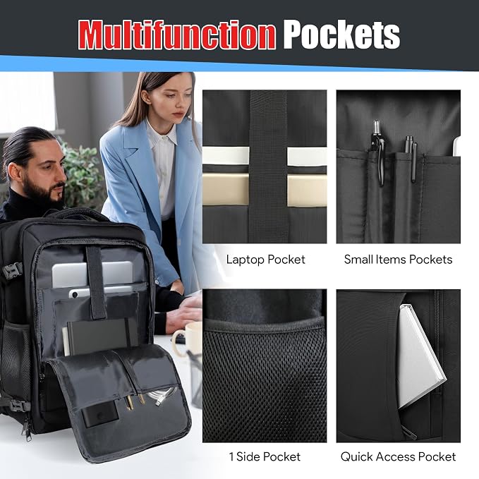 Travel Backpack, Expandable 40-50L Carry On Backpack, Extra Large Anti-Theft - Image 4