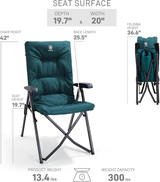 EVER ADVANCED Folding Camping Recliner Chair Fully Padded - Image 3