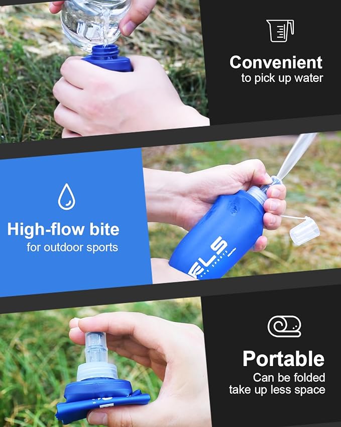 Folding Soft Flask Portable Collapsible Running Lightweight Water Bottle - Image 5