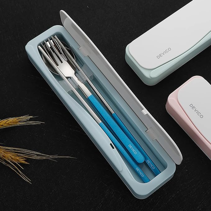 DEVICO Travel Utensils With Case, 18/8 Stainless Steel Camping Utensils - Image 6