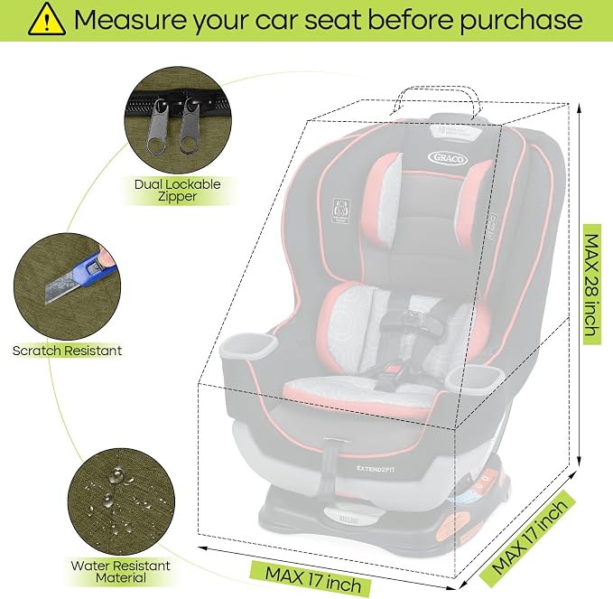 Padded Car Seat Travel Bag for Airplane, Heavy Duty Backpack for Air Travel - Image 2