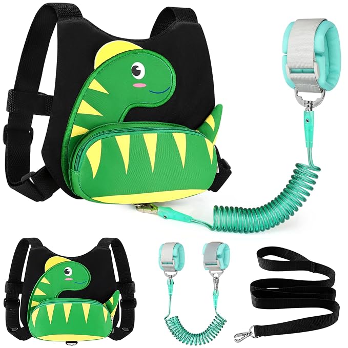 Accmor Toddler Harness Leash + Anti Lost Wrist Link, Cute Dinosaur Kids Harness by Accmor