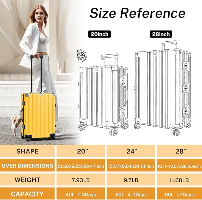 Krute Luggage 28 Inch Aluminum Frame Luggages TSA Lock No Zipper Checked - Image 3