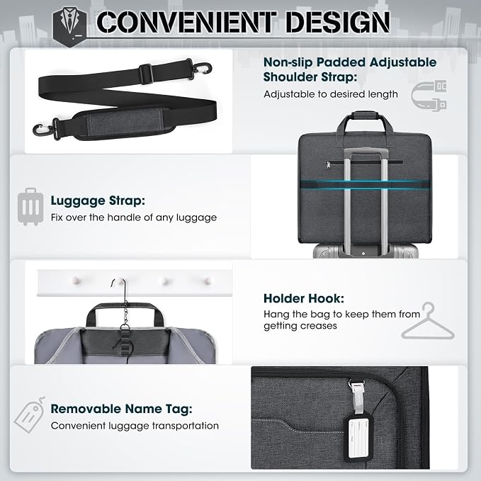 RAINSMORE Garment Bags for Travel Carry On Garment Bag for Hanging Clothes - Image 5
