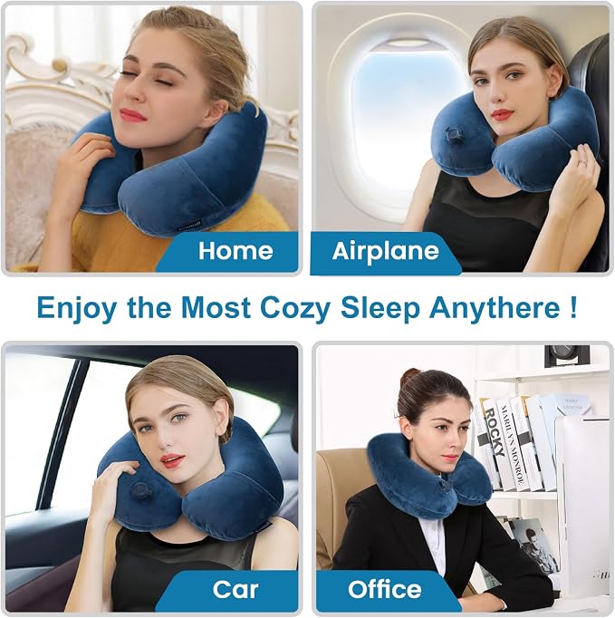 Travel Neck Pillow for Airplane, Compact Inflatable Neck Pillow for Traveling - Image 6