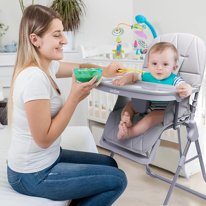 Foldable Baby High Chair with Easy Clean Double-Layer Tray, Adjustable Foot Rest - Image 8