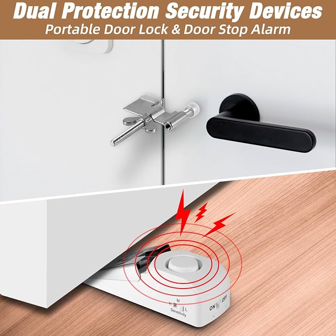 Door Stop Alarm and Adjustable Portable Door Lock Provide Double Security - Image 2