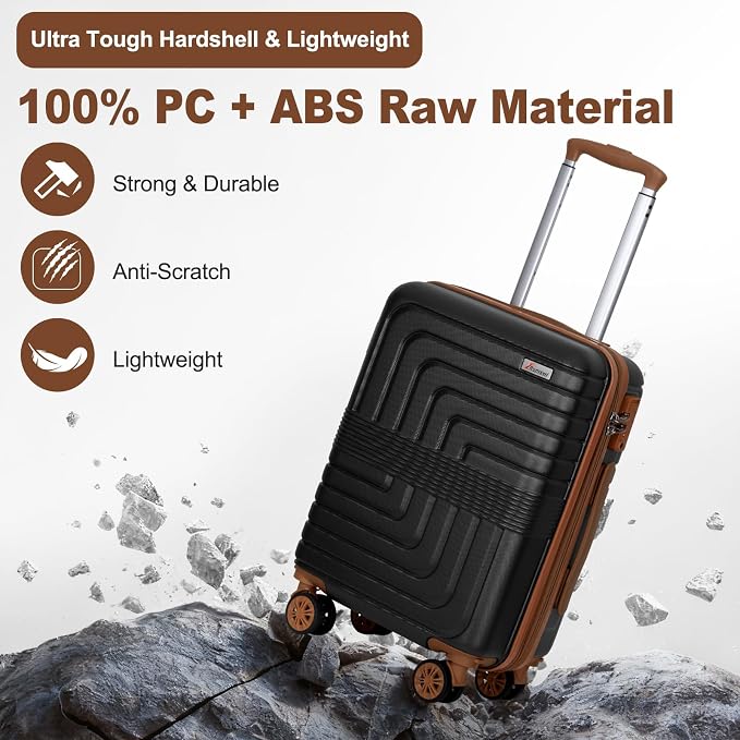 Romswi Luggage Sets 2 Piece, Expandable Carry On Luggage 20In - Image 3