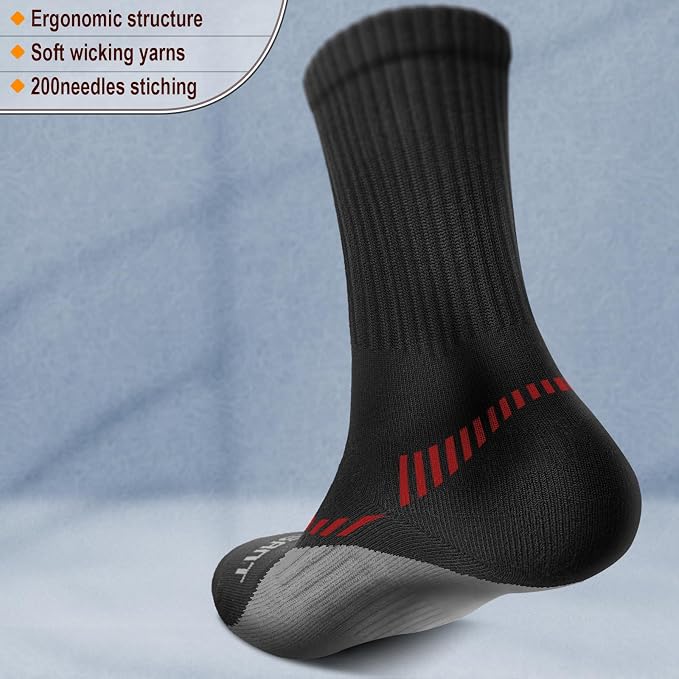 BULLIANT Compression Socks for Men 6Pairs, Athletic Crew Socks Cushioned For - Image 2