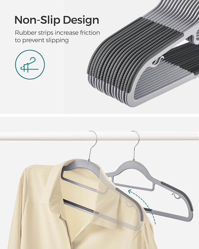 SONGMICS Pack of 30 Coat Hangers, Space-Saving Plastic Clothes Hangers - Image 3