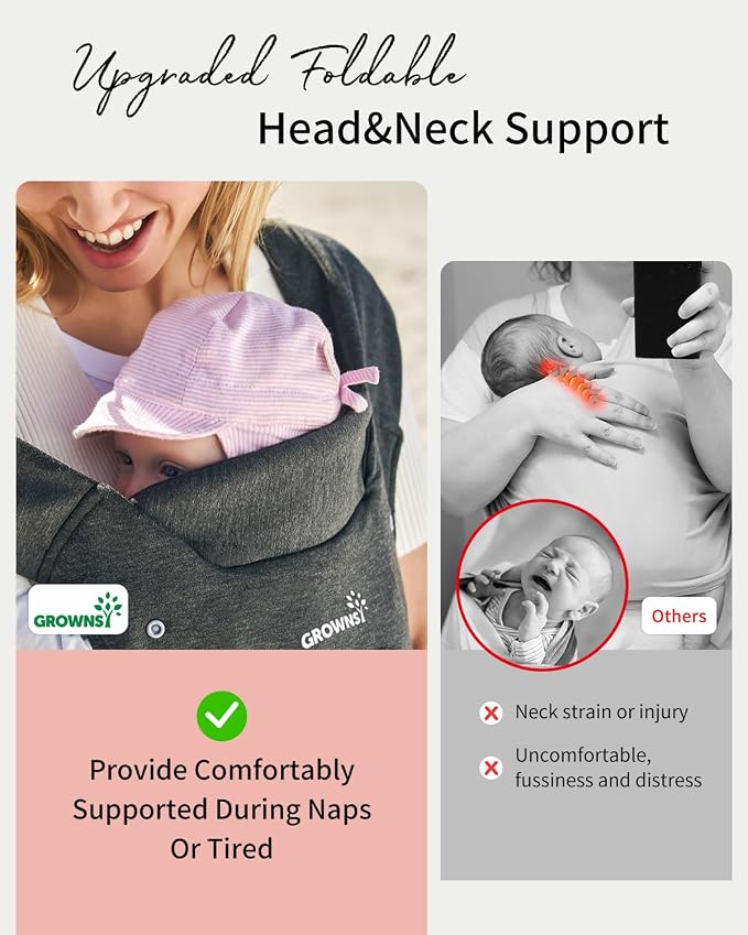 GROWNSY Baby Carrier Newborn to Toddler, Cozy Baby Wraps Carrier, Ergonomic - Image 3