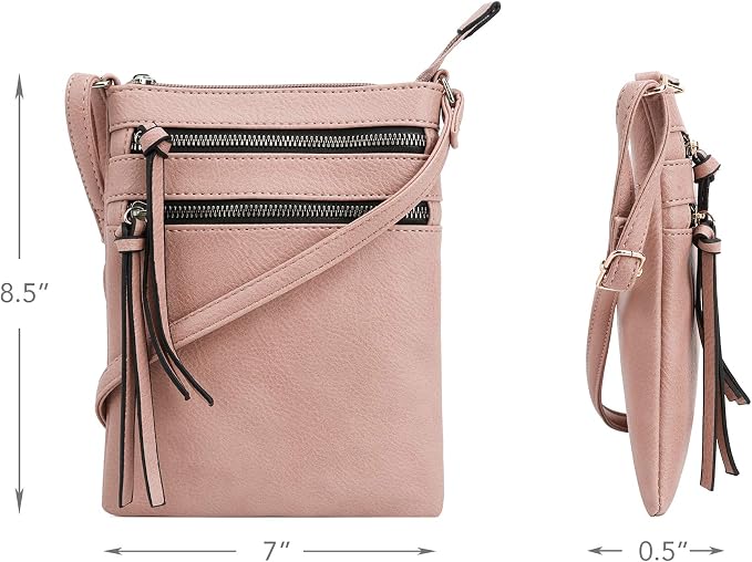 DELUXITY | Crossbody Purse Bag | Functional Multi Pocket Double Zipper Purse | - Image 8