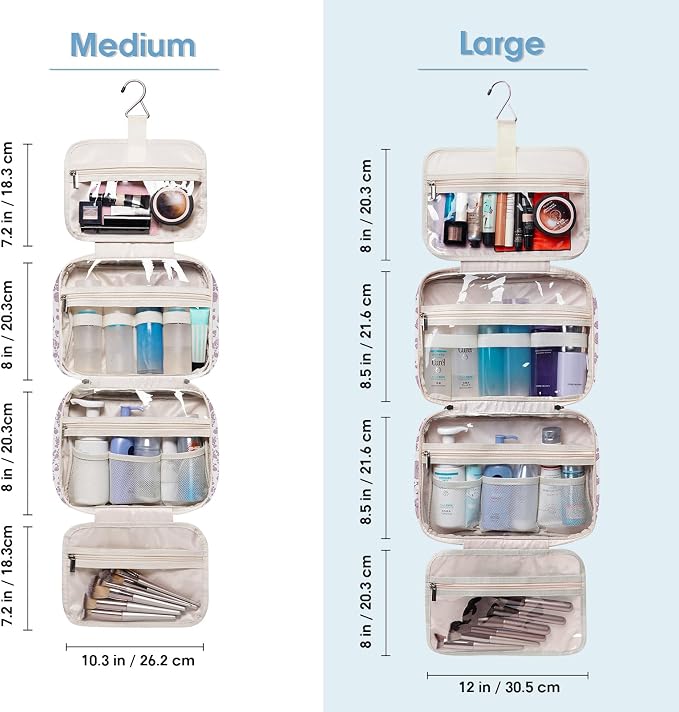 Travel Toiletry Bag for Women Large Hanging Makeup Bag Organizer Toiletries Bag - Image 3