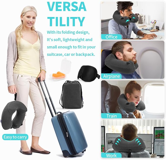 2 Pack Inflatable Travel Neck Pillows - Image 6