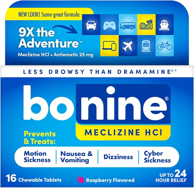 Bonine Non-Drowsy for Motion Sickness Relief, Sea Sickness, Car Sickness by Bonine