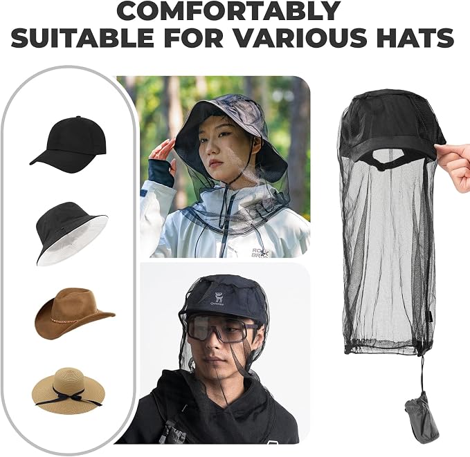 Mosquito Head Net for Insects, Bug Net for Head, Extra Fine Fly Screen Holes - Image 3