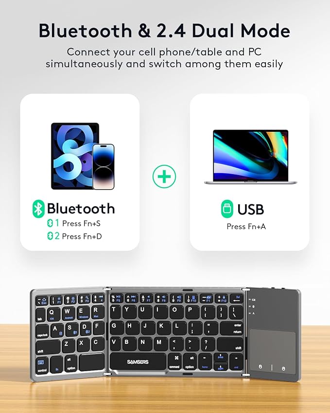 Samsers Multi-Device Foldable Bluetooth Keyboard - Image 2